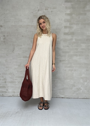 Johanne sl striped midi kjole Birch Stripes/Chestnut Selected Femme 